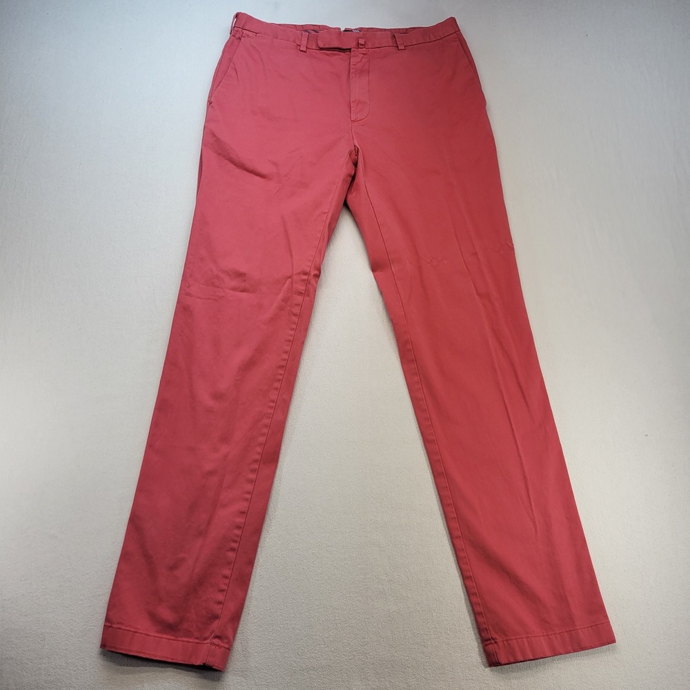 Brooks Brothers Red Fleece Pants Men 34x34 Salmon Pink Chino Flat Front Cotton